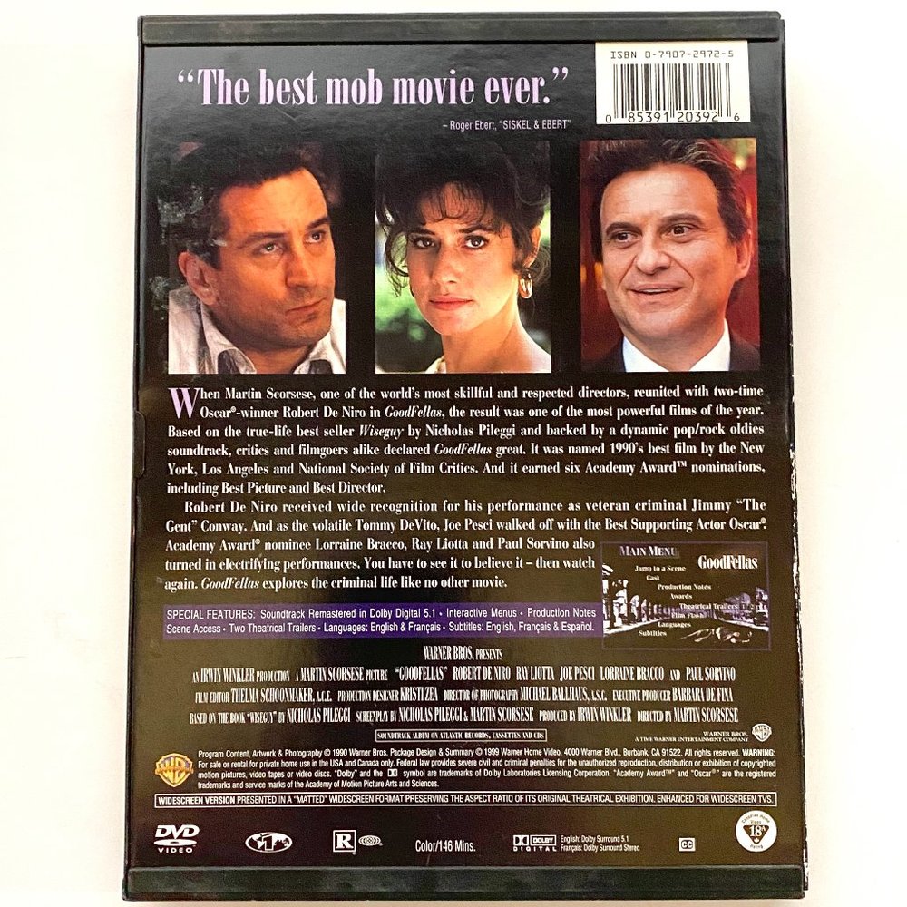 Goodfellas, Ray Leota, Robert De Niro, Joe Pesci, DVD - Picture 2 of 4